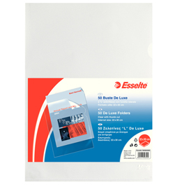 Cartelline a l - de luxe - ppl - buccia - 22x30 cm - trasparente - esselte - conf. 50 pezzi