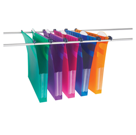 Cartelle sospese - cassetto - interasse 39 cm - fondo u 3 cm - ppl - 36,6x24,2 cm - colori assortiti - rexel - conf. 5 pezzi