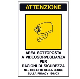 Cartello adesivo - area sottoposta a videosorveglianza… - 20x30 cm - markin