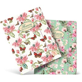 Cartellina nature flowers - 26x34,5cm - 3lembi - con elastico - pigna