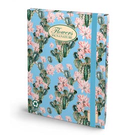 Cartella progetti nature flowers - 26x34cm - dorso 3cm - con elastico - pigna