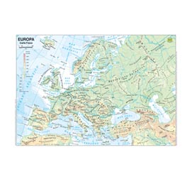 Carta geografica europa - scolastica - plastificata - 297x420 mm - belletti
