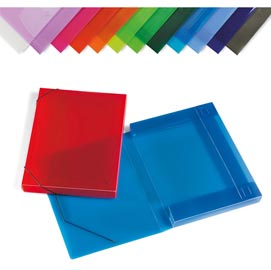 Cartella con elastici - ppl - dorso 3 cm - 35,5x26,5 cm - colori assortiti - lebez