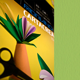 Cartoncino cartacrea - 35x50cm - 220gr - verde pisello - fabriano - blister 10 fogli