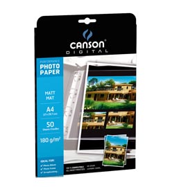 Carta fotografica performance - a4 - 180 gr - effetto matt - bianco - canson - conf. 50 fogli