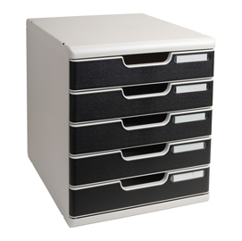 Cassettiera modulo a4 -  35x28,8x32 cm - 5 cassetti - grigio/nero - multiform