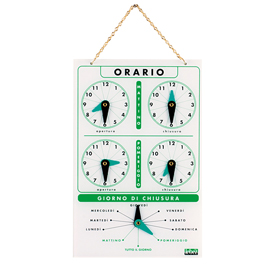 Cartello orario con catenella - acrilico - lebez