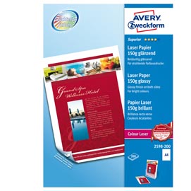 Carta laser - a4 - 150 gr - effetto extra glossy - bianco - avery - conf. 200 fogli