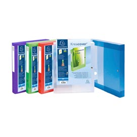 Cartella personalizzabile con bottone kreacover® - ppl - 24x32 cm - dorso 4 cm - colori assortiti - exacompta