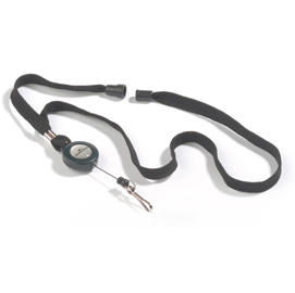 Cordoncino per portabadge con chiocciola yo yo - nero - larghezza 10 mm - filo retrattile da 80 cm - durable - conf. 10 pezzi