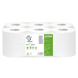 Carta igienica mini jumbo bio tech - microgoffrata - 2 veli - 16,5 gr -  diametro 19,5 cm - 9,5 cm x 150 mt - papernet