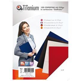 Copertine rilegatura - a4 - 250 gr - cartoncino goffrato - bianco - titanium - scatola 100 pezzi