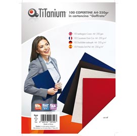 Copertine rilegatura - a4 - 250 gr - cartoncino goffrato - rosso - titanium - scatola 100 pezzi