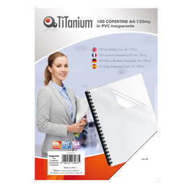 Copertine - a4 - 150 micron - pvc - neutro trasparente - titanium - scatola 100 pezzi