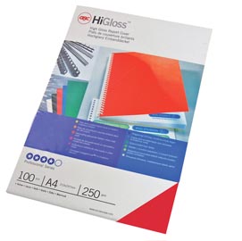 Copertine higloss™ per rilegatura - a4 - 250 gr - cartoncino lucido - rosso - gbc - conf. 100 pezzi