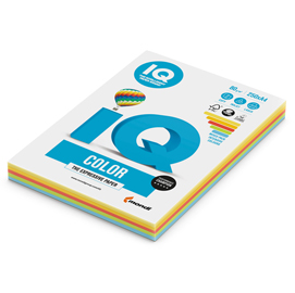 Carta iq color - a4 - 160 gr - mix 5 colori forti rb02 - mondi - conf. 100 fogli