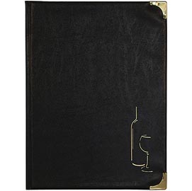 Carta dei vini basic - a4 - 24x34 cm - pvc - nero - 4+2 buste fisse incluse - securit