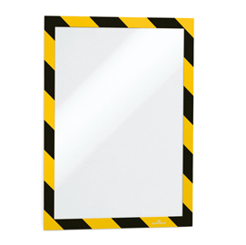 Cornice adesiva duraframe® security a4 - pannello magnetico - 21x29,7 cm - giallo/nero - durable