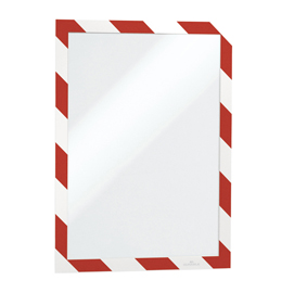 Cornice adesiva duraframe® security a4 - pannello magnetico - 21x29.7 cm - rosso/bianco - durable