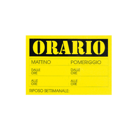 Cartello in cartoncino orario dalle…alle... - 23x32 cm - giallo - cwr