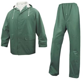 Completo impermeabile en304 - giacca + pantalone - poliestere/pvc -  taglia l - verde - deltaplus