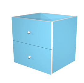 Cassettiera per casellario rainbow - 2 cassetti - 32,5x28,8x32,5 cm - azzurro - artexport