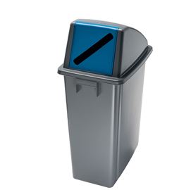 Contenitore office - con feritoia per carta - 33x46x79 cm - 60 l - grigio/blu - medial international