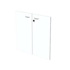 Coppia ante per libreria modulare - bassa - 76 cm - melaminico - con serratura - bianco - artexport