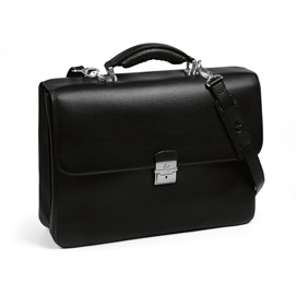 Cartella in pelle - 2 soffietti - nero - 41 x 31 x 12cm - niji italiana