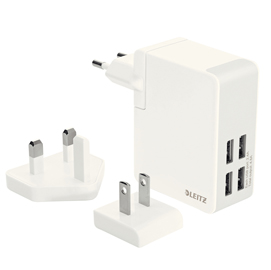 Caricatore universale - 4 porte usb - 24 w - bianco - leitz complete