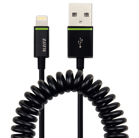 Cavo spiralato da lightning a usb - 1 mt - nero - leitz complete