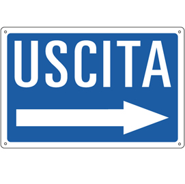 Cartello segnalatore - 30x20 cm - uscita --> - alluminio - cartelli segnalatori
