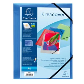 Cartella personalizzabile kreacover® - con elastico - pp - 24x32 cm - blu trasparente - exacompta