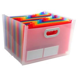 Classificatore con maniglia crystal - 24 tasche - pp - 33x23.5x25 cm - exacompta