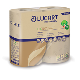 Carta igienica econatural - 9,5 cm x 44 mt - diametro 12,5 cm - 15,5 gr - 400 strappi - lucart - pacco 4 rotoli