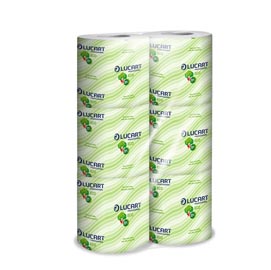 Carta igienica eco - 2 veli - 16,5 gr - diametro 10,2 cm - 9,8 cm x 22 mt - 200 strappi - lucart - pacco 6 rotoli fascettati singolarmente