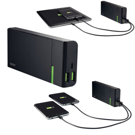 Caricatore portatile - 2 porte usb - 10400 mah - leitz complete