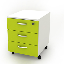 Cassettiera rainbow - 41x50x52,2 cm - 3 cassetti - con ruote - bianco/verde - artexport