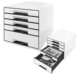 Cassettiera drawer cabinet cube 5 - 28,7x27x36,3 cm - bianco - leitz