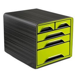 Cassettiera smoove - 36x28,8x27 cm - 5 cassetti misti - nero/verde anice - cep