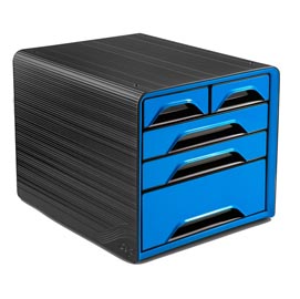 Cassettiera smoove - 36x28,8x27 cm - 5 cassetti misti - nero/blu oceano - cep