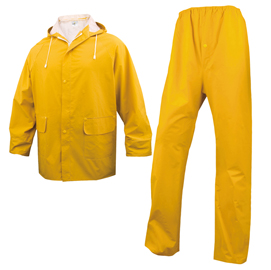 Completo impermeabile en304 - giacca + pantalone - poliestere/pvc - taglia xxl - giallo - deltaplus
