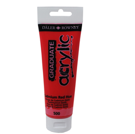 Colore acrilico fine graduate - 120 ml - rosso cadmio imitazione - daler rowney