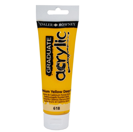 Colore acrilico fine graduate - 120 ml - giallo cadmio scuro - daler rowney