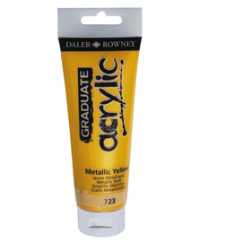 Colore acrilico fine graduate - 120 ml - giallo metal - daler rowney