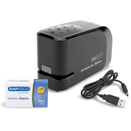 Cucitrice elettrica 626el - nero - usb - max 15fg - rapesco