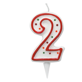 Candelina zuccherino - numero 2 - h.8.5cm - big  party