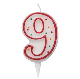 Candelina zuccherino - numero 9 - h.8.5cm - big  party