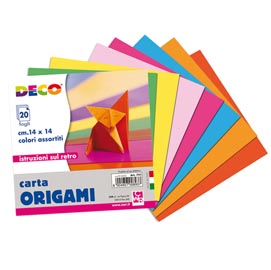 Carta per origami - 14x14cm - colori assortiti  - cwr - conf. Da 20 fogli