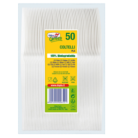 Coltelli in pla compact - bianco - dopla green - conf. 50 pezzi